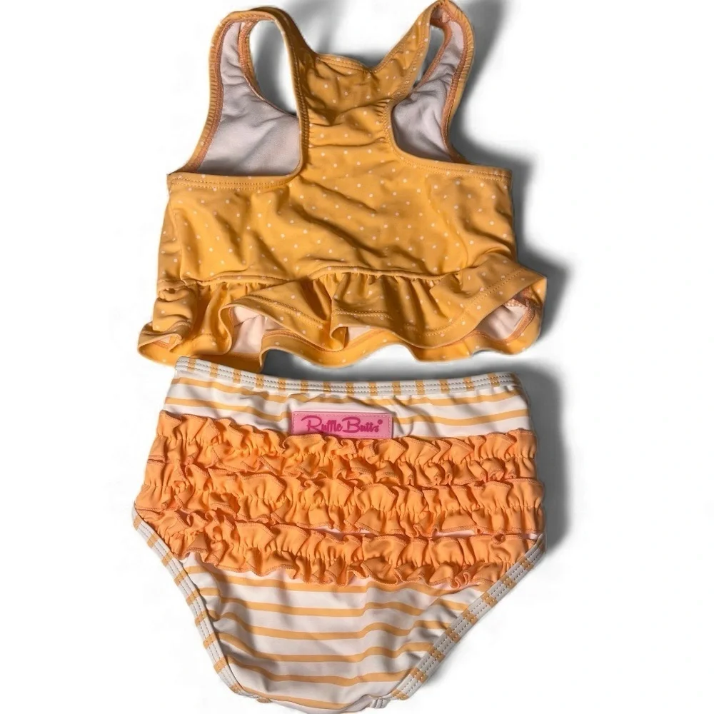 Ruffle Butts Melon Polka Dot Tankini Size 5